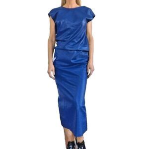 Sportmax MAX MARA LEATHER Midi Dress US 6 IT 40